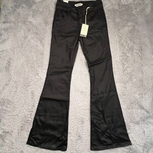 Rockin' C Faux Leather Pants Women's 28 Flare 28x33 Black‎ Stretch NWT